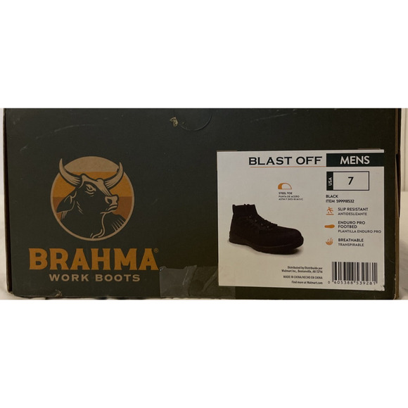 Brahma Blast Off Men's Black Steel Toe Work Shoes Boots Size 7 ''NEW'' - Picture 8 of 8